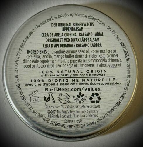 Burt’s Bees - Original Bienenwachs feuchtigkeitsspendender Lippenbalsam Dose 8,5 g-0,3 oz - Hergestellt in den USA - Bild 3 von 8