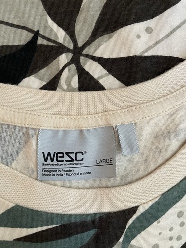 WeSC Mens TShirt Pachira Design Large Cotton Green Beige Short Sleeve Casual - Picture 6 of 8