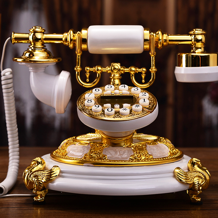 White Gold luxury retro European Antique phone Vintage corded
