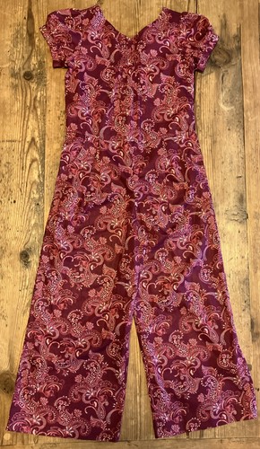 JANIE AND JACK size 8 Girls Short Sleeve Burgundy Paisley Wide Leg Jumpsuit - Picture 1 of 9