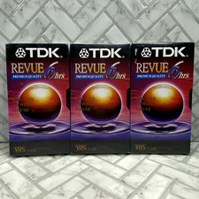  Lot of 3 TDK Blank VHS Tape T-120 6hrs. Revue Standard Grade Sealed New