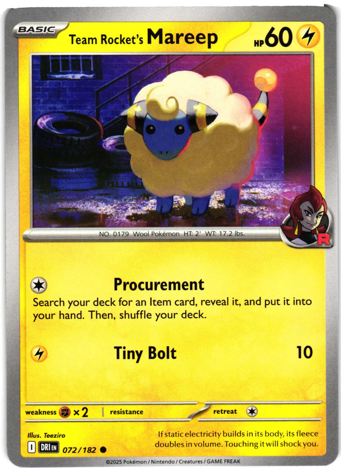 Team Rocket's Mareep 72/182 - Common - Pokemon Destined Rivals