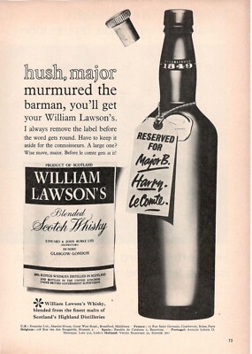 William Lawson's Scotch Whisky Advertisement 1 Original Page 1963 Rare 2Ed