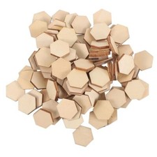  100 pcs Wooden Pieces Hexagon Wood Shape Beech Wood for DIY Arts Craft 