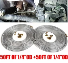50 Ft. 1/4'' Double Walled Brake Line Tubing Kit Zinc-Coated Steel Flexible 2set
