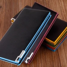 Men's Leather Long Wallet Business Bifold Purse Clutch ID Credit Card Holder US