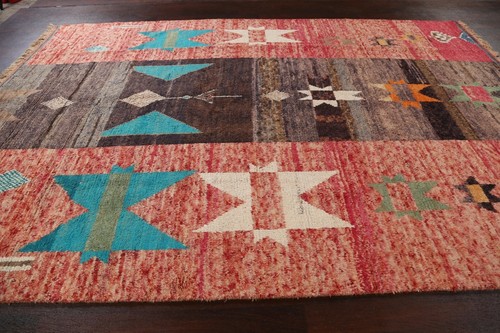 Geometric Moroccan Oriental Area Rug Wool Hand-knotted 9x13 Living Room Carpet - Picture 9 of 12