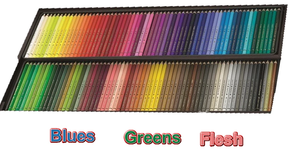 FABER CASTELL Polychromos Artists' colour pencils - blues, greens and flesh