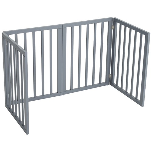 Folding Pet Gate 3/4 Panels Dog Wood Fence Freestanding Children Safety Barrier - Picture 6 of 18