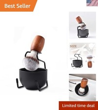 Elegant 3-Piece Shaving Brush Set for Men - Stainless Steel Bowl Stand