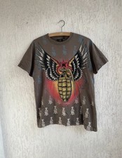 Vintage Christian Audigier Ed Hardy Aop Grenade With Wings Made In USA Size S-M