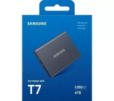 Samsung T7 Portable SSD 4TB Grau - Nagelneu & Versiegelt - USB 3.2 Externes Laufwerk