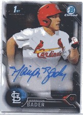 2016 Bowman Chrome . HARRISON BADER . BASE . Autograph rookie card # CPA-HB. rookie card picture
