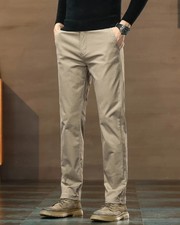 Elastic casual pants, slim fit solid color work trousers