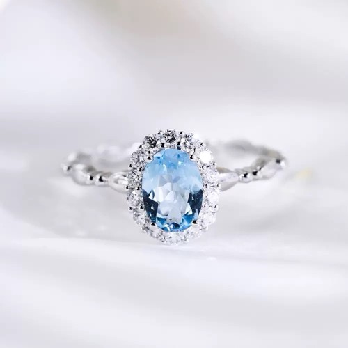 925 Sterling Silver Sapphire Crystal Adjustable Ring Womens Girl Gift Fashion UK