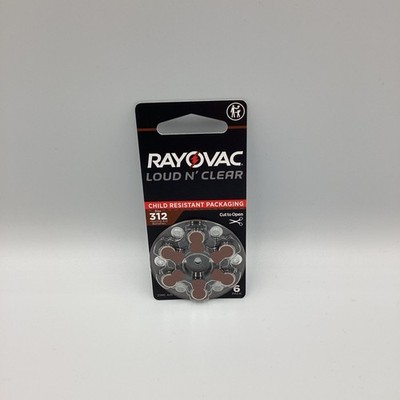 Rayovac Loud n' Clear Size 312 Hearing Aid Batteries Zinc-Air 6-Packs (54 Total)
