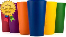 32-Ounce Plastic Tumblers Large Drinking Glasses Set of 6 Multicolor