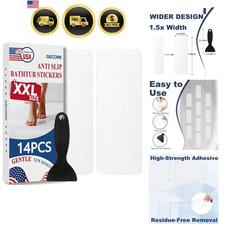 Non Slip Shower Stickers 14PCS XXL Anti Slip Bathroom Safety Tiles White