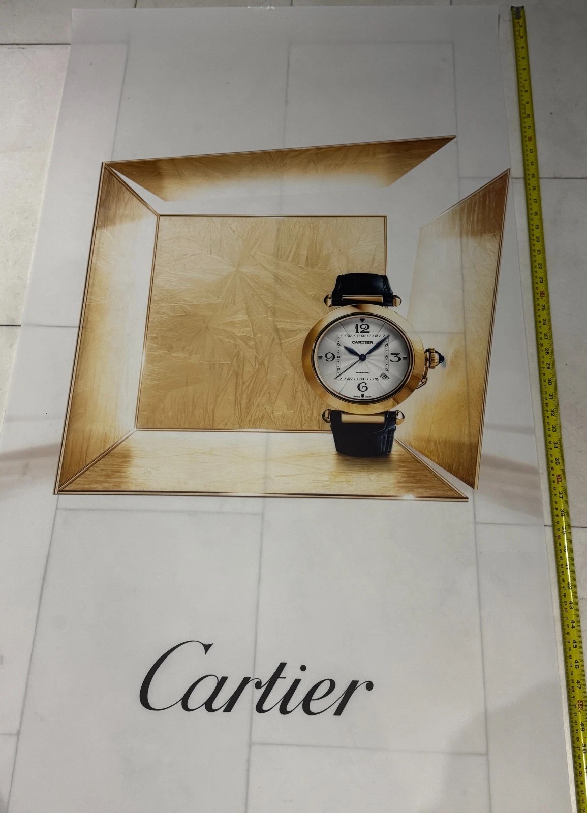 Cartier — large original vintage Cartier Gold Pasha De Cartier promotional poster
