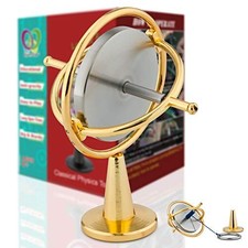 Gyroscope Toy Solid Stainless Steel Rotor, 8000 RPM, Gold, Adult Gift
