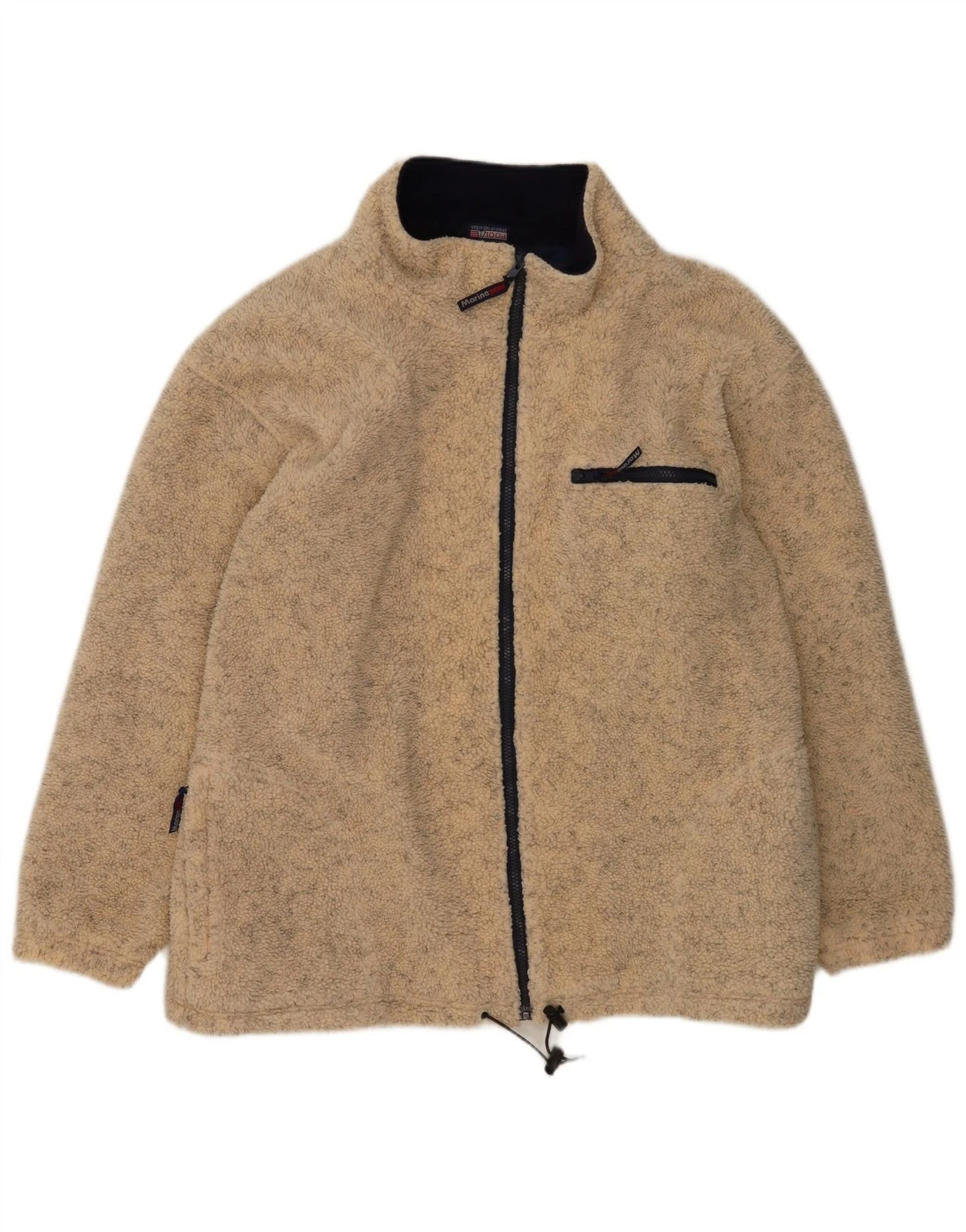 Vintage Mens Fleece Jacket UK 42 XL Beige Flecked Polyester DS01