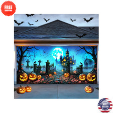 Halloween Garage Door Cover 7 X 16 Ft Large Hanging Backdrop Spooky Door Banner
