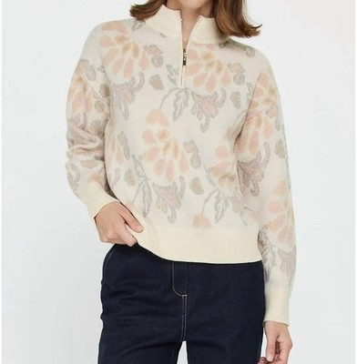 Current Air Jacquard Floral Half-Zip Sweater Size XS