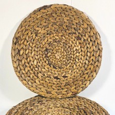 Natural Woven Rattan Seagrass Chargers Placemats 12  Round 1/3  Thick Set Of 8