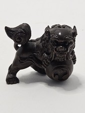Antique Japanese Netsuke Foo Dog Wood Carving 