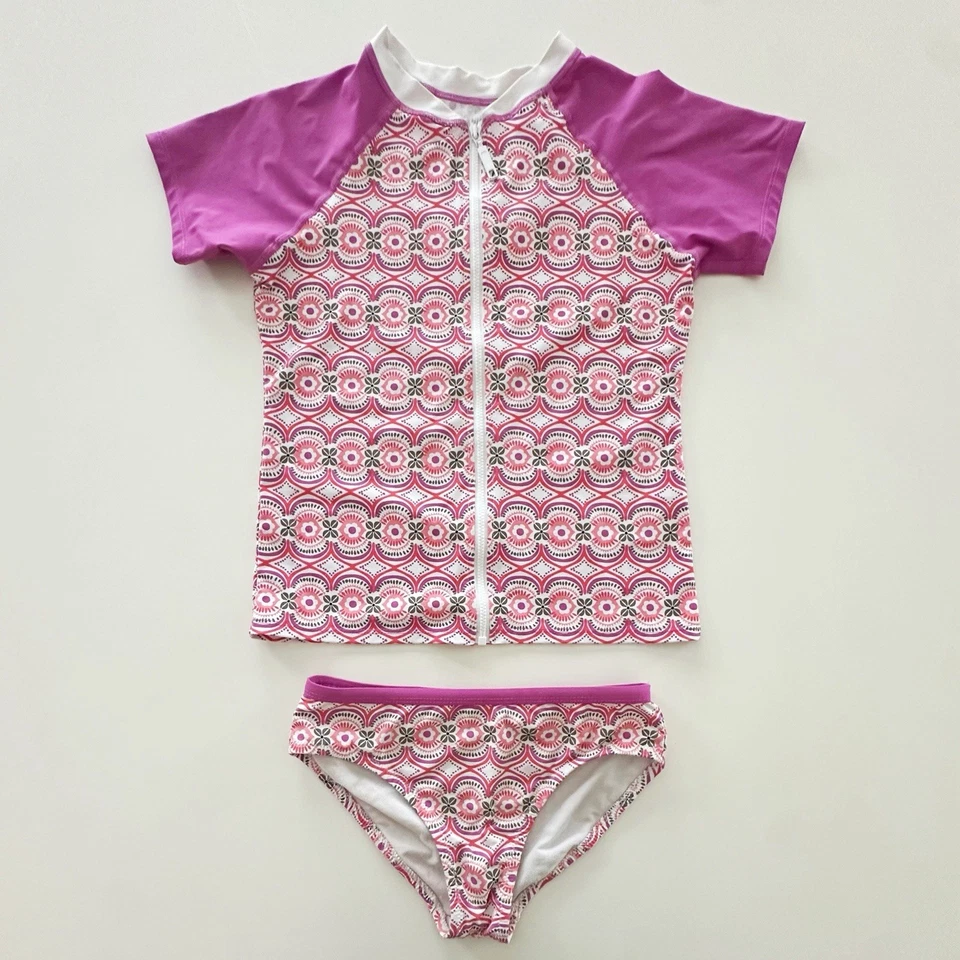 GARNET HILL KIDS 3 Piece Swim Set : Bikini + Rashguard - Magenta, Girls 10 - Image 2 of 4