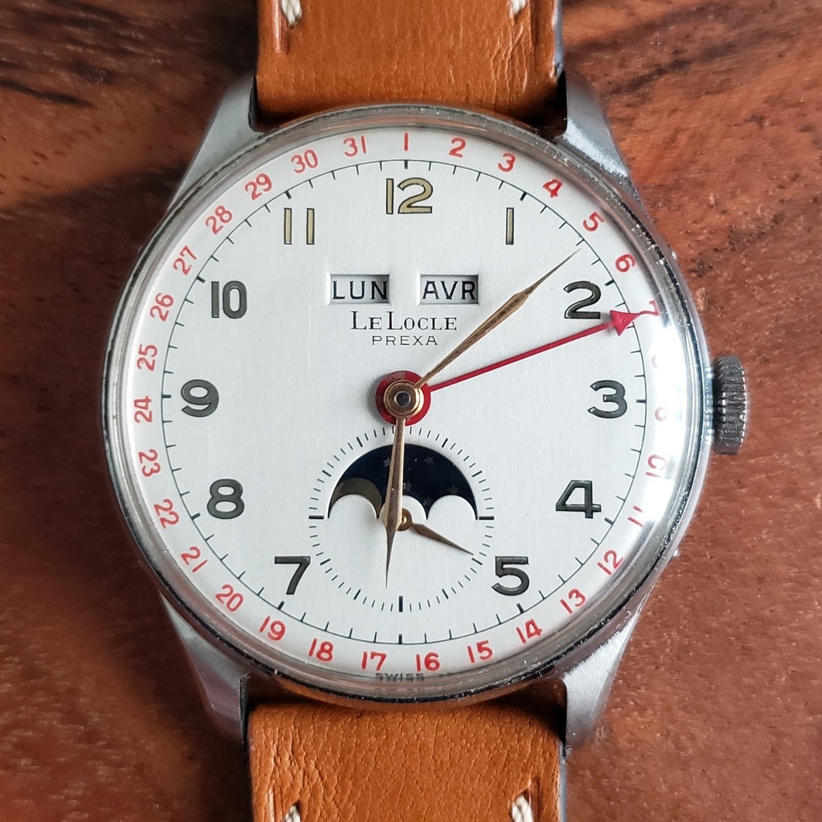 【1950s】EFFEM OH済 ヴィンテージ腕時計 1950s Prexa LeLocle Moonphase Triple Calendar Vintage Watch Swiss