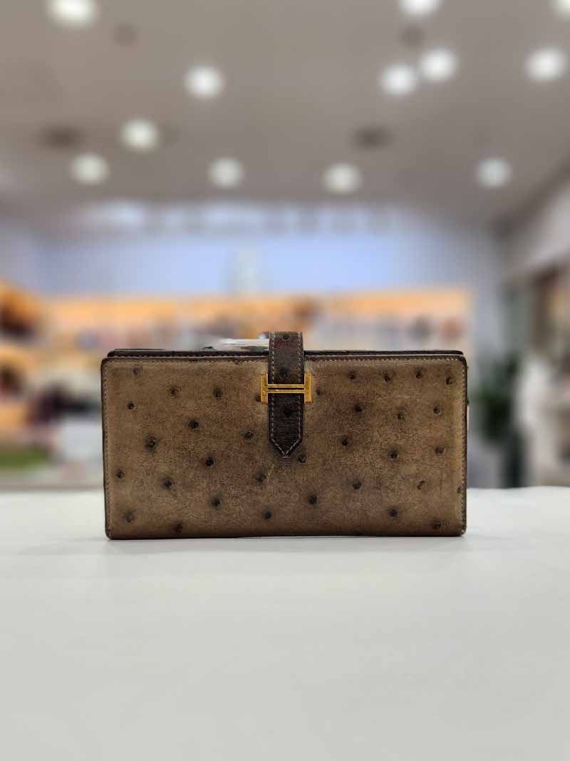 Hermes Bean Ostrich Long Wallet with Stamp 129044012 | eBay