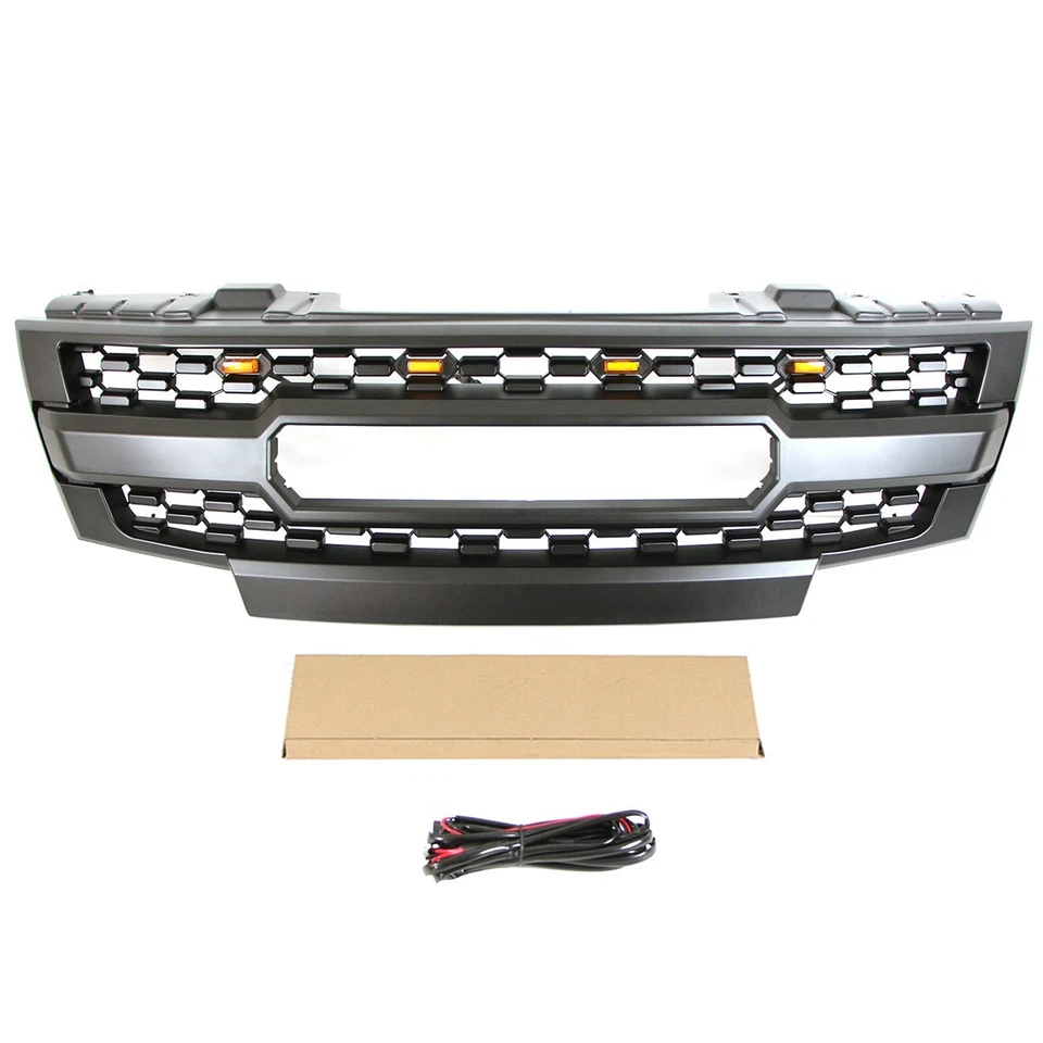 Rejilla negra mate para Nissan Frontier 2009-2020 parrilla delantera con luz LED Foto 4 de 4