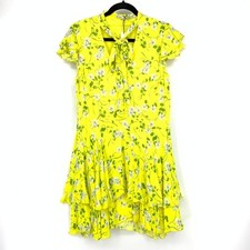 Alice + Olivia Moore Primrose Layered Dress Womens Size 2 Spring Lemon NEW