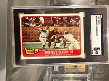 1965 TOPPS #134 MICKEY MANTLE'S CLUTCH HR BASEBALL CARD SGC 5 EX