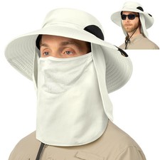 Hombres Mujeres Protección UV Sombreros para el Sol Cuello Cara Solapa Gorra Ala Ancha Pesca Cubo Sombrero
