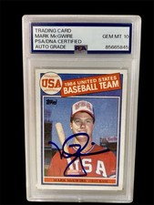 1985 Topps Mark McGwire #401 Autograph PSA/DNA AUTOGRAPH GEM MT 10 Team USA