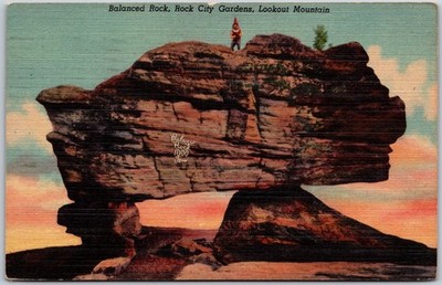 Balanced Rock Rock City Gardens Lookout Mountain Chattanooga Tennessee Postcard
