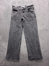 Hollister Jeans Womens 6 Gray Low Rise Baggy Wide Leg Stretch Charcoal Denim