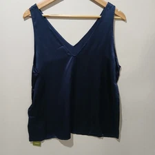 LILYSILK Womens Medium Navy Blue 22MM 100% Silk V-Neck Sleeveless Tank Top NWT