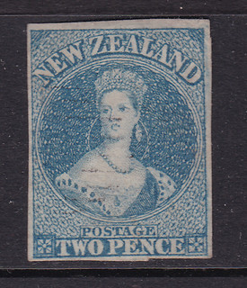 New Zealand 1857 63 Imperf 2d Pale Blue SG 9 Very Lightly Used Cat £180