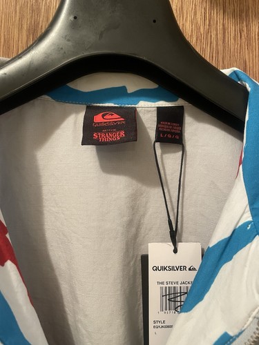 STRANGER THINGS X Quiksilver Collab “The Steve” Jacket L Cotton Light Gray NWT - Picture 5 of 14