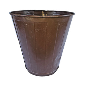 Lawson Industrial Metal Waste Basket 15" MCM School Office Brown Trash Can