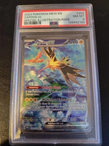 POKEMON MEW EN-151 SPECIAL ILLUSTRATION RARE  ZAPDOS EX 202/165 PSA 8