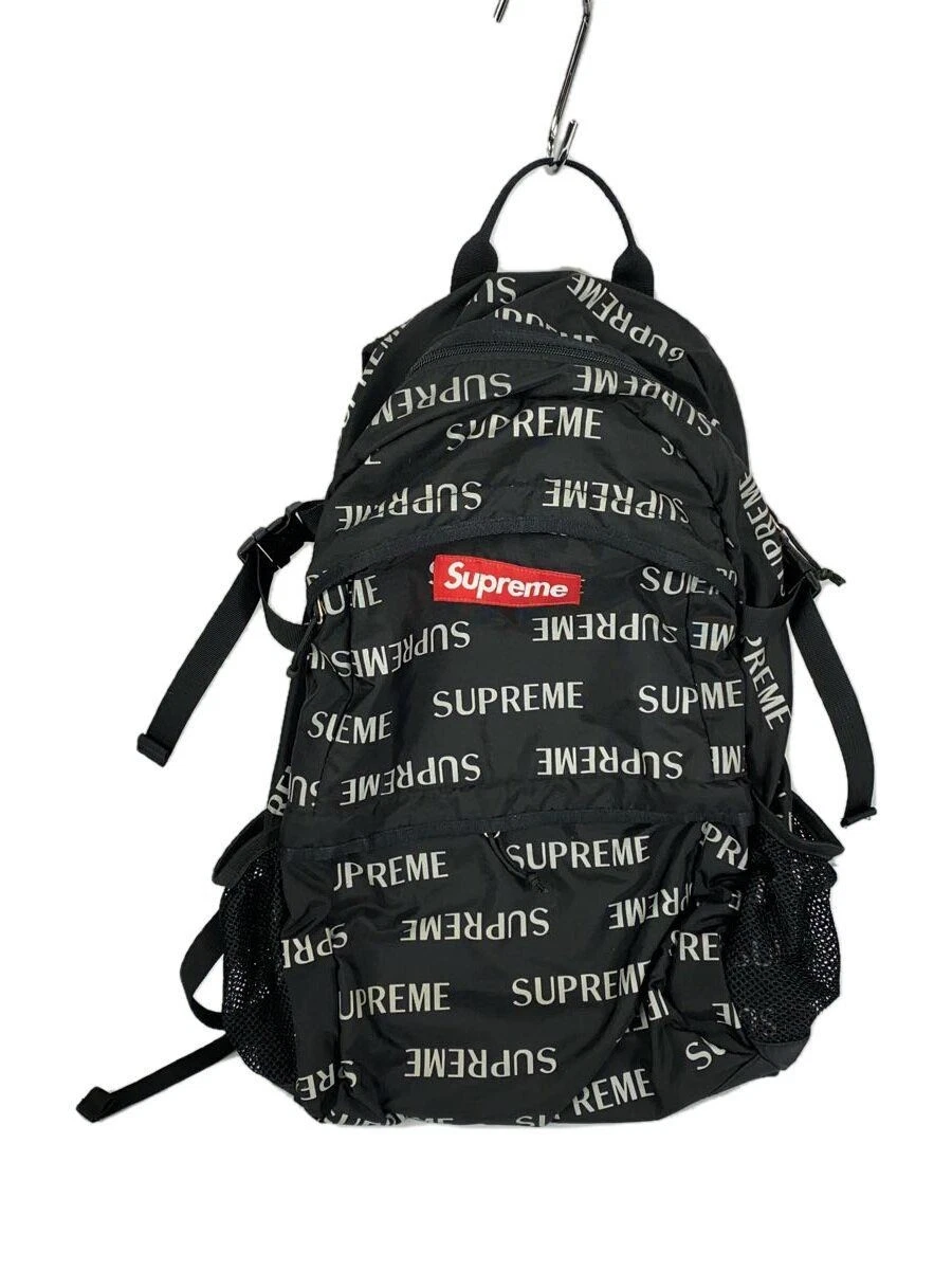 Supreme Sac à Dos Sac à Dos Nylon Noir Motif Total 16AW Réfléchissant Répétition Occasion