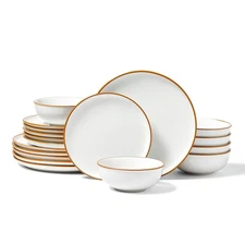 18pc White Ceramic Plate and Bowl Set 6.4in 8.6in 10.6in for 6