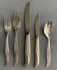 TWA Airlines 5-Piece Silver Plate Silverware Set by International - front logo