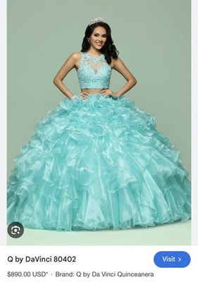   Q by Da Vinci Quinceañera Ball Gown   Tiffany Blue   Size 8  