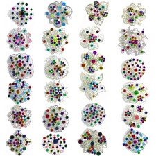 Lot 24pc Shining Rhinestone Crystal Brooches Pins DIY Wedding Bouquet Kit I 