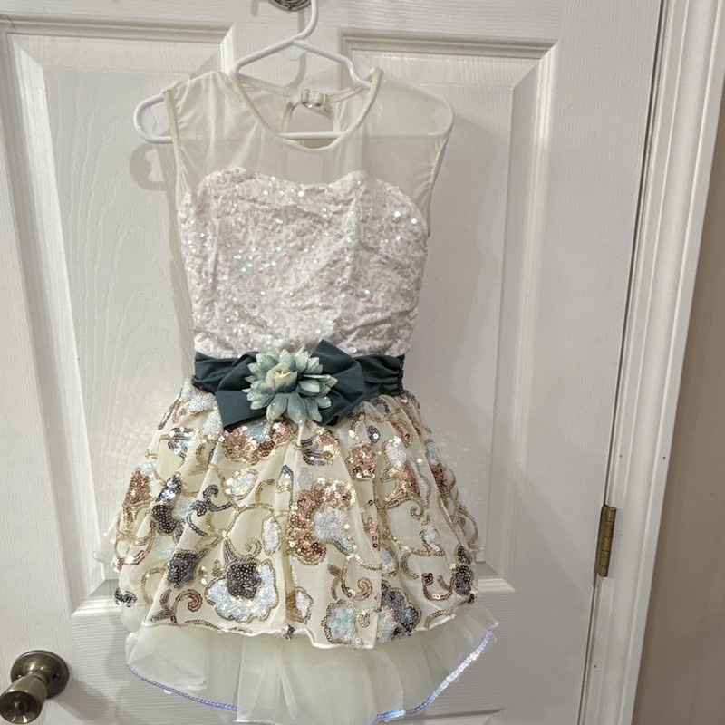 Weissman Girls IC Sleeveless Sequin Dance Dress Beige Style 15636